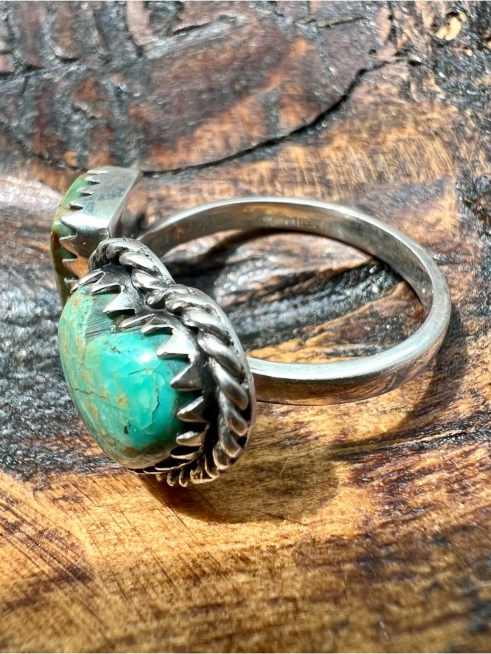 Kingman Turquoise Heart Bypass Ring 925 Sterling Silver Size 8 - Picture 4 of 14
